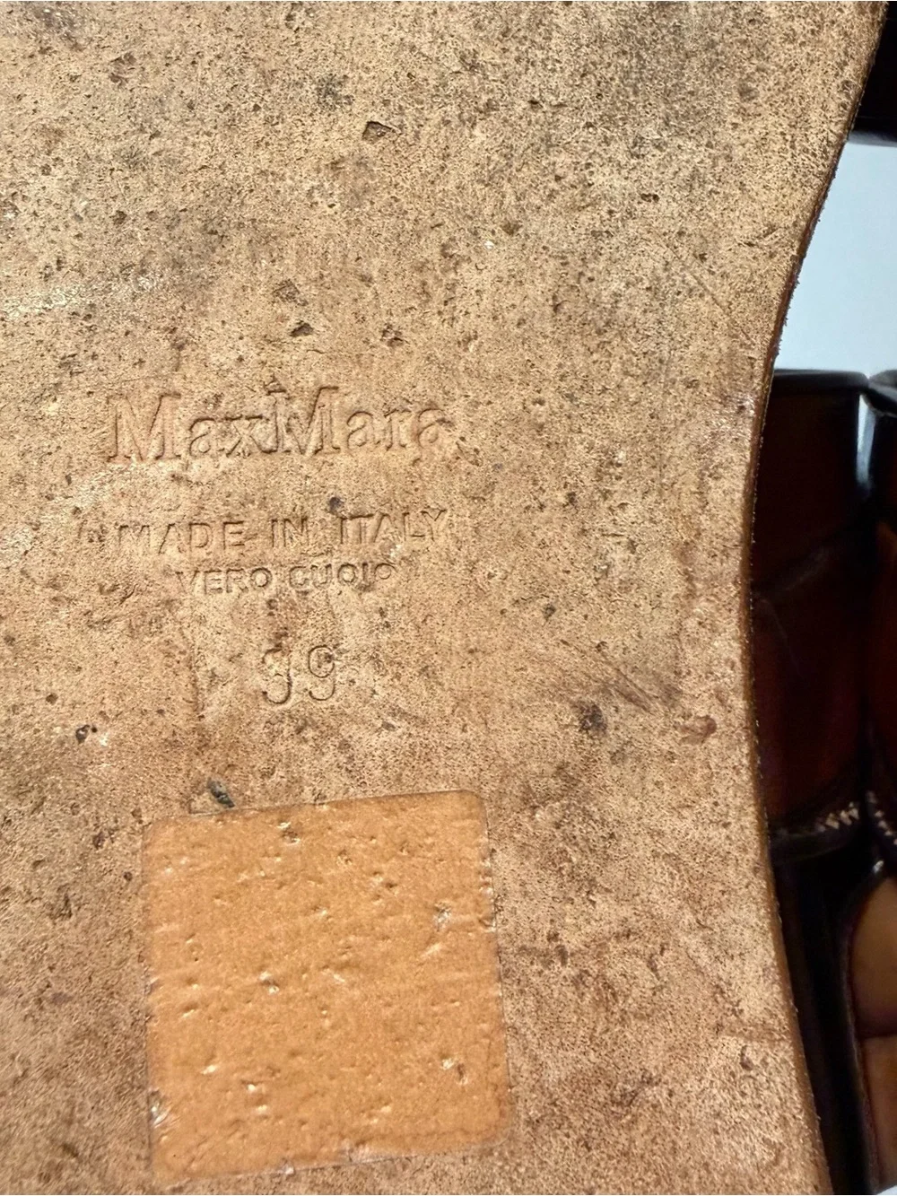 Max Mara Brown Croc-Embossed leather Platform Slide Sandals